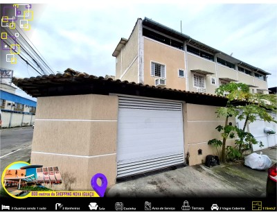 Triplex, 3 Qts sendo 1 suite,  3 banheiros, 2 vagas cobertas e Terraço. Ótima Localização